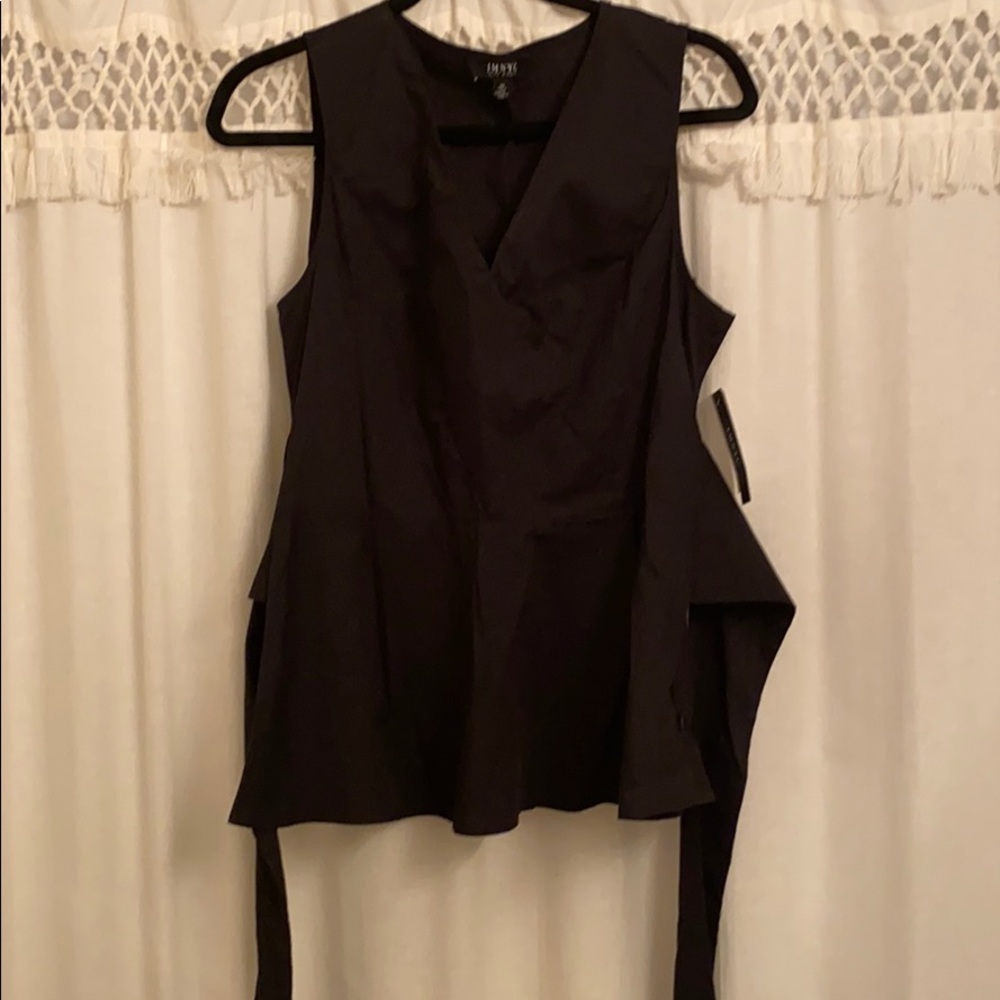 Black v neck tie waist top
